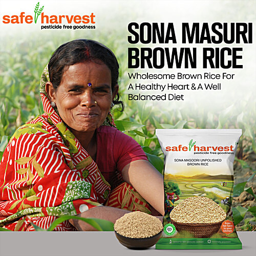 Safe Harvest Sona Masuri Unpolished Brown Rice - Pesticide Free, 1 kg  Pesticide Free