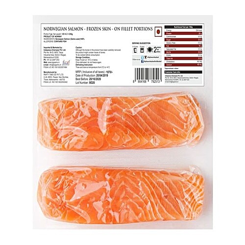 Big Sams Frozen Salmon Skin-on Portions, 250 g  