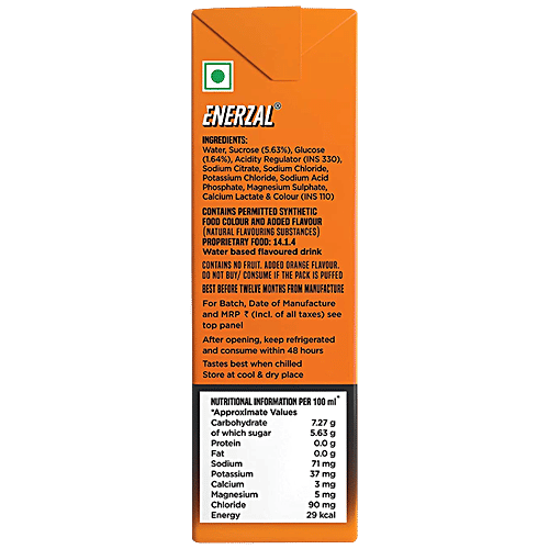 Enerzal Energy & Electrolyte Drink With 5 Vital Electrolytes - Orange, 200 ml Carton 