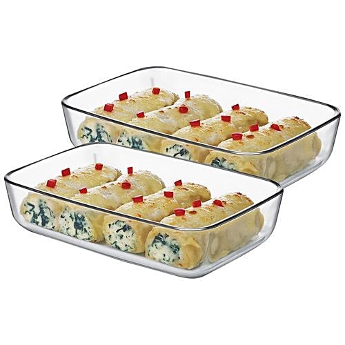 Buy Cello Dahlia Rectangle Glass Borosilicate Baking Bowl Set Online at