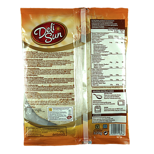 Deli Sun 8 Plain Tortillas Great Source Of Fiber, 320 g  