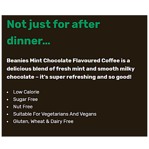 Beanies Flavour Instant Coffee - Mint Chocolate, 50 g Bottle No Added Sugar