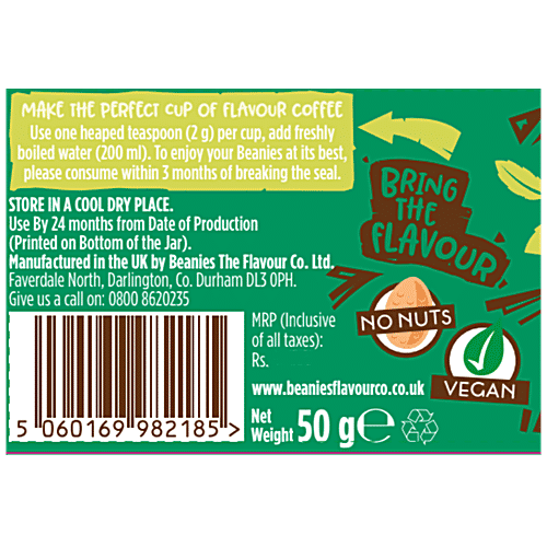 Beanies Flavour Instant Coffee - Mint Chocolate, 50 g Bottle No Added Sugar