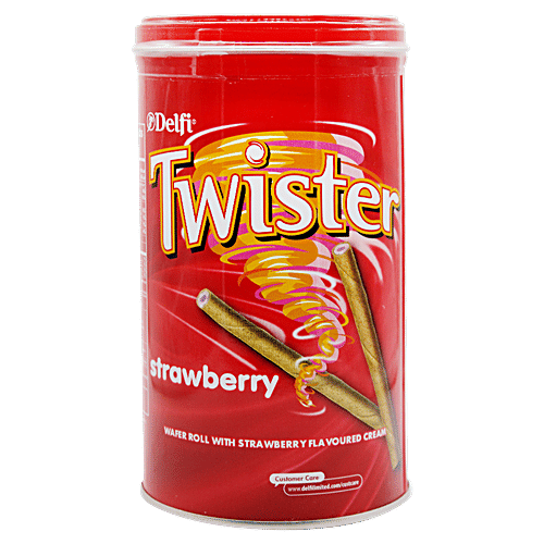 Twister Flavoured Cream Wafer Roll - Strawberry, 320 g  Zero Trans Fat, Zero Cholesterol