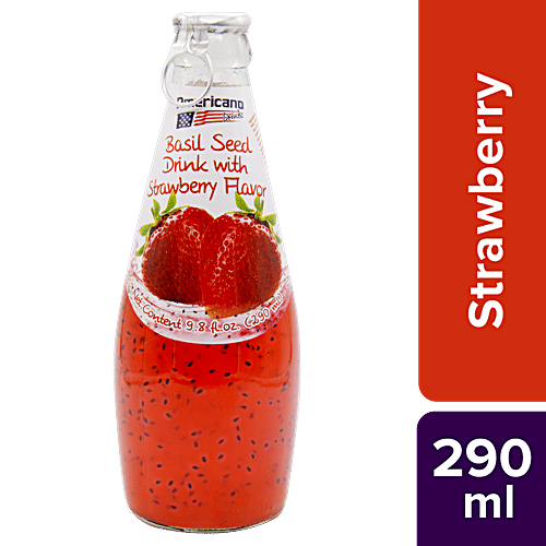 Buy Americana Basil Seed Drinks Strawberry 290 Ml Online At Best Price