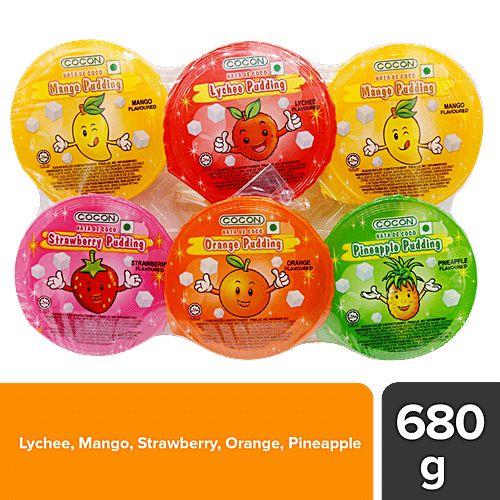 Cocon Tropical Fruit Pudding - Lychee, Mango, Strawberry, Orange, Pineapple Flavoured, 480 g  