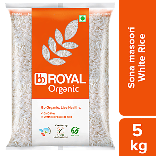 bb Royal Organic Sonamasoori White Rice/Chawal/Chall, 5 kg  