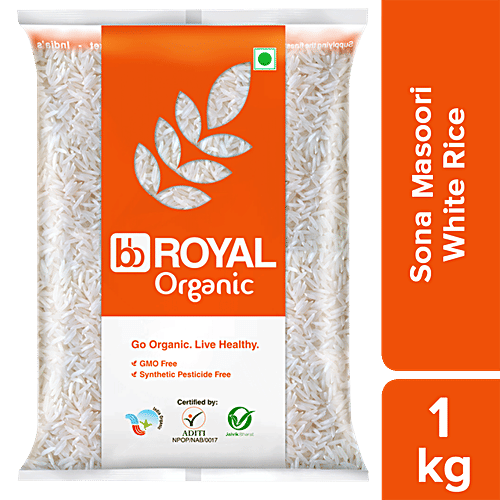 bb Royal Organic Sonamasoori White Rice/Chawal/Chall, 1 kg  