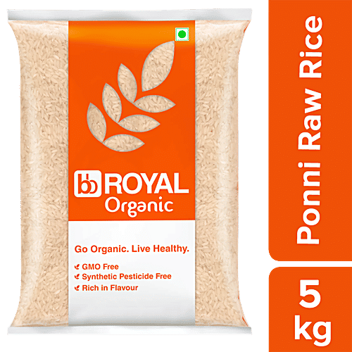 bb Royal Organic - Ponni Raw Rice/Chawal/Chall, 5 kg  