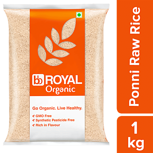 bb Royal Organic - Ponni Raw Rice/Tandul, 1 kg  