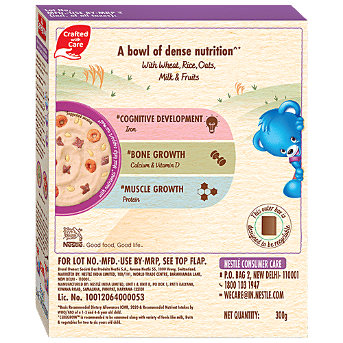 Nestle Ceregrow Multigrain Cereal With Milk & Fruits - Iron, Protein, Calcium, 19 Nutrients, From 2-6 Years, 300 g