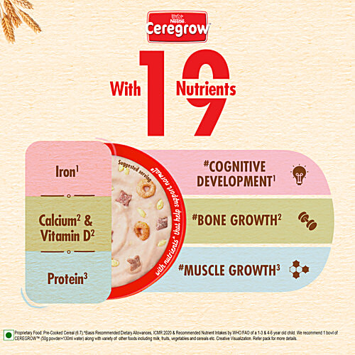 Nestle Ceregrow Multigrain Cereal With Milk & Fruits - Iron, Protein, Calcium, 19 Nutrients, From 2-6 Years, 300 g