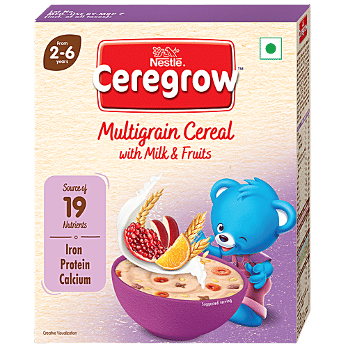 Nestle Ceregrow Multigrain Cereal With Milk & Fruits - Iron, Protein, Calcium, 19 Nutrients, From 2-6 Years, 300 g