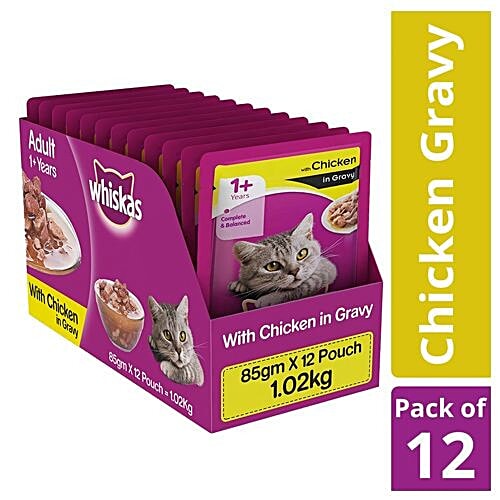 Buy Whiskas Wet Pet Food For Adult Cats, 1+ Years, Chicken in Gravy