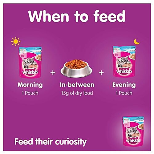 Whiskas Wet Cat Food - Tuna In Jelly, For Kittens, 2-12 Months, 85 g (Pack of 12) Complete & Balanced Nutrition