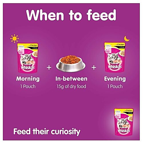 Whiskas Wet Cat Food - Chicken In Gravy, For Kittens, 2-12 Months, 85 g  