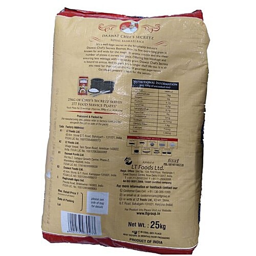 Dawat Dawat Basamti Rice - Cheffs, 30 kg  