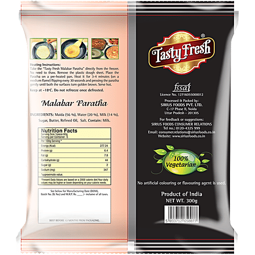 Tasty Fresh Malabar Paratha, 300 g  