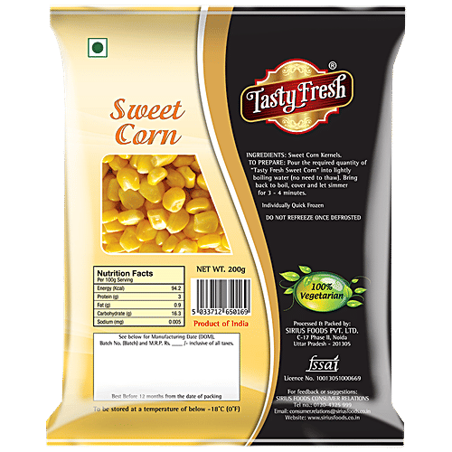 Tasty Fresh Frozen Sweet Corn, 200 g  