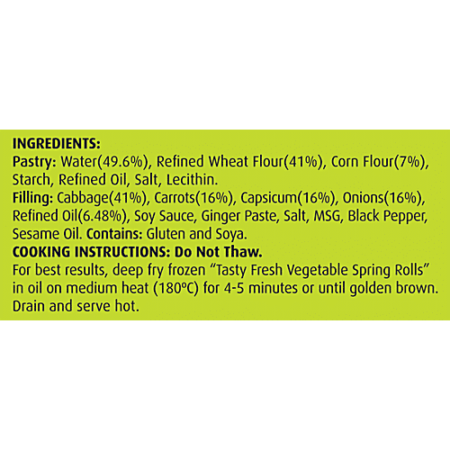 Tasty Fresh Frozen - Veg Spring Roll, 280 g  