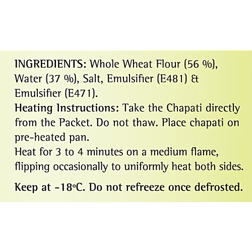 Tasty Fresh  Whole Wheat Plain Chapati, 400 g  No Artificial Colouring or Flavouring Agent is Used