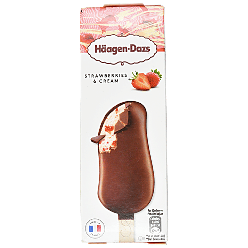 Haagen-Dazs Ice Cream Stick - Strawberry & Cream, 80 ml  Smooth & Rich
 Enrobed in Belgian Chocolate