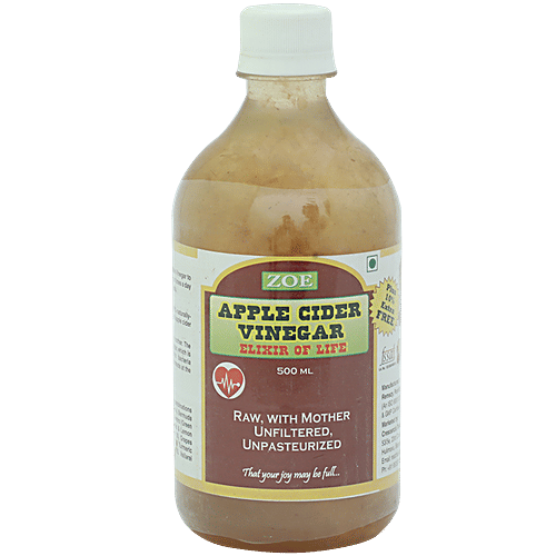 Zoe Apple Cider Vinegar - Raw Unfiltered & Unpasteurized with EXTRA Mother, 500 ml  