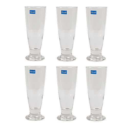 Ocean Water Juice Glass Set - Tiara Footed, 395 ml (Pack of 6) Dishwasher Safe