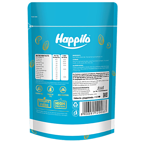 Happilo Premium Oven Roasted & Salted Cashew Nuts, 200 g  Zero Cholesterol, High Protein