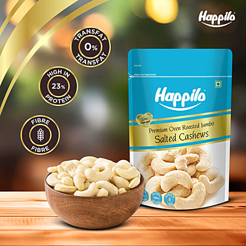 Happilo Premium Oven Roasted & Salted Cashew Nuts, 200 g  Zero Cholesterol, High Protein