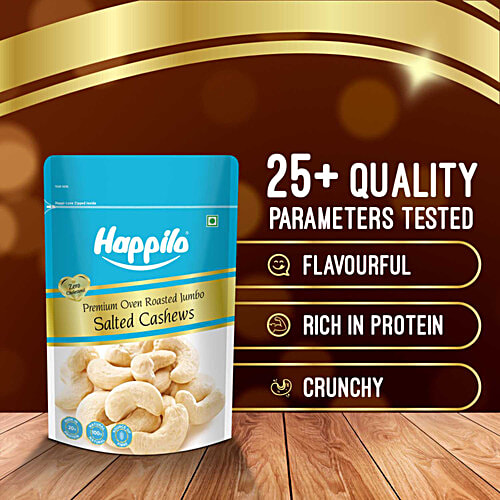 Happilo Premium Oven Roasted & Salted Cashew Nuts, 200 g  Zero Cholesterol, High Protein