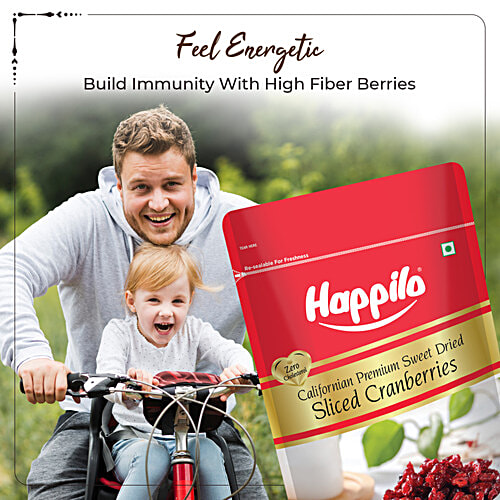 Happilo Premium Sweet Dried Sliced Californian Cranberries, 200 g  Build Immunity
 High Fibre Berries
 Feel Energetic