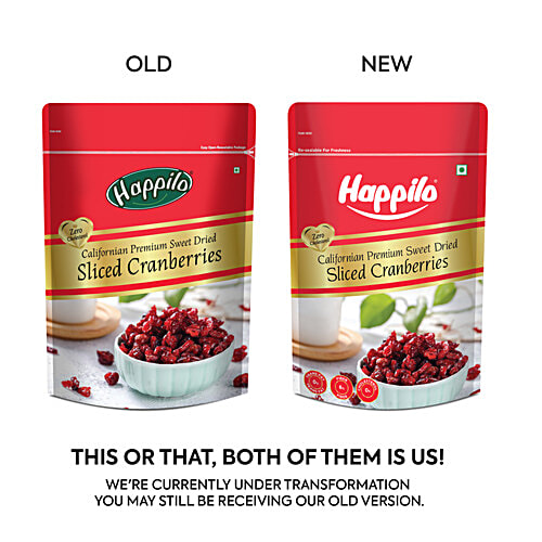 Happilo Premium Sweet Dried Sliced Californian Cranberries, 200 g  Build Immunity
 High Fibre Berries
 Feel Energetic