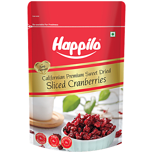 Happilo Premium Sweet Dried Sliced Californian Cranberries, 200 g  Build Immunity
 High Fibre Berries
 Feel Energetic