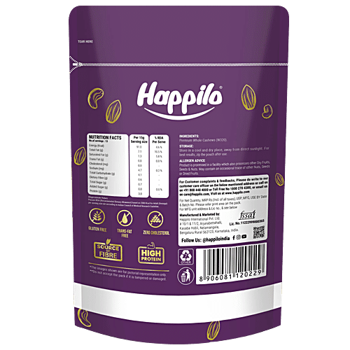 Happilo Premium Whole Cashews, 200 g