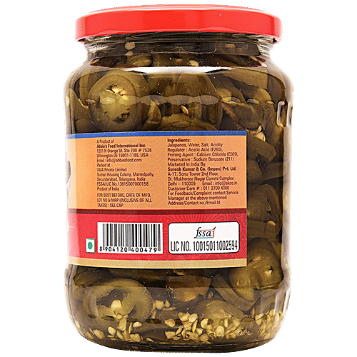 Abbies Jalapenos Sliced In Brine, 680 g  Zero Transfat