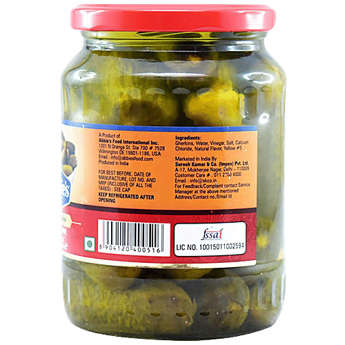 Abbies Gherkins in Brine, 670 g  Zero Transfat