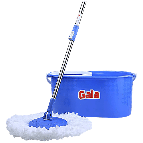 Buy Gala Aqua Spin Mop With Bucket Plastic & Cotton, With Rod, Blue