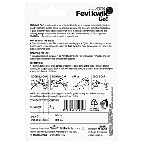 Buy Fevikwik Gel One Drop Instant Adhesive, Non Drip, For Metal