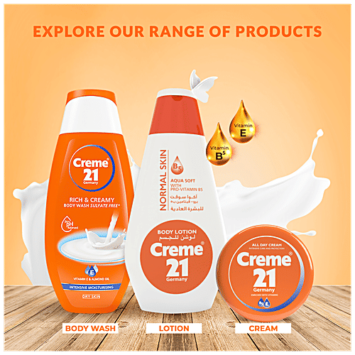 Creme 21 Crème 21 All Day Moisturizer Cream-Dry Skin,Goodness of 5 moisturizers,Made in Germany,Vit E & B5 Enriched,For hands,Face & Body,Women & Men,250 ml, 250 ml Jar 