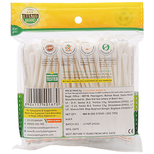 Buy Tulips Cotton Buds 100 Pcs Pouch Online At Best Price of Rs 34