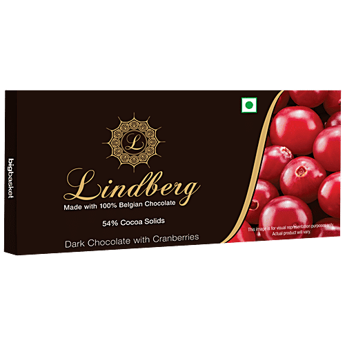 Lindberg Dark Chocolate with Cranberries Bar - Pure Belgian, 50 g  