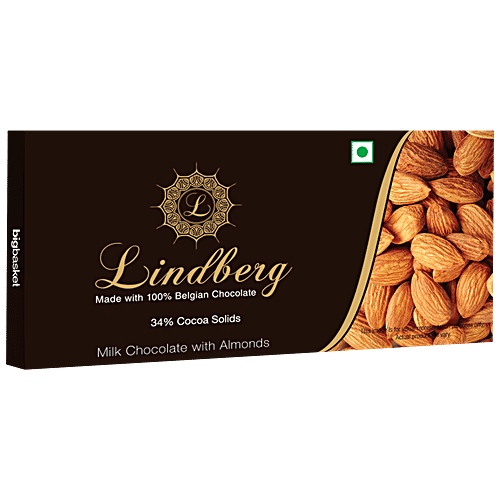 Lindberg Almonds Chocolate Bar - Pure Belgian, 50 g  