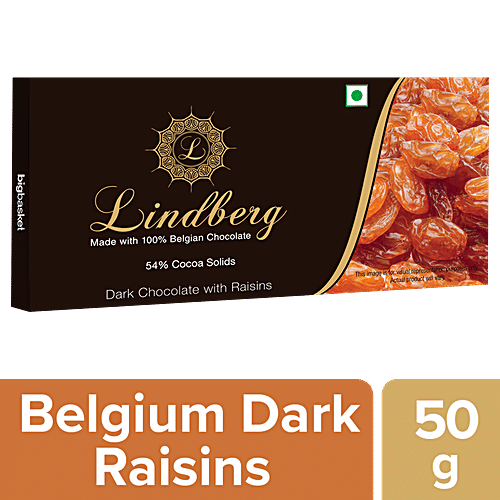 Lindberg Raisins Dark Chocolate Bar - Pure Belgian, 50 g  