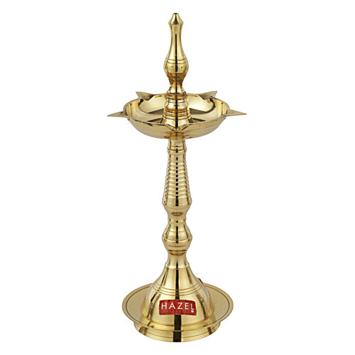 Hazel Brass Fancy Kerela Samay Diya Oil Diwali Puja Lamp S10 - Golden, 1 pc  Durable