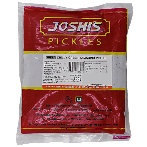Buy Joshi Pickle Green Chilli Tamarind 500 Gm Online At Best Price of