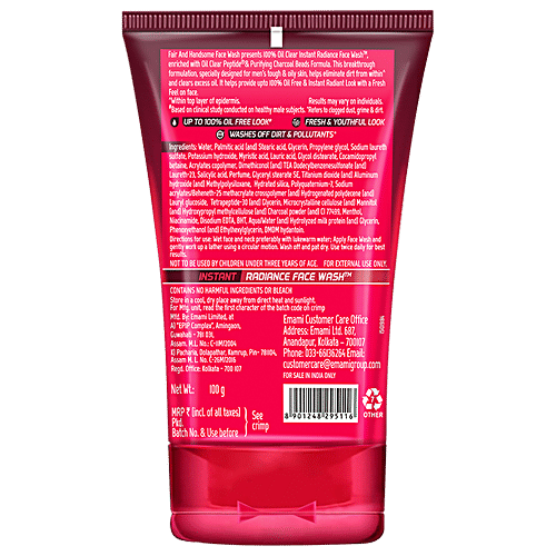 Fair And Handsome Instant Fairness Fase Wash - For Men, Removes Oil, Dirt & Pollutants, 100 g  