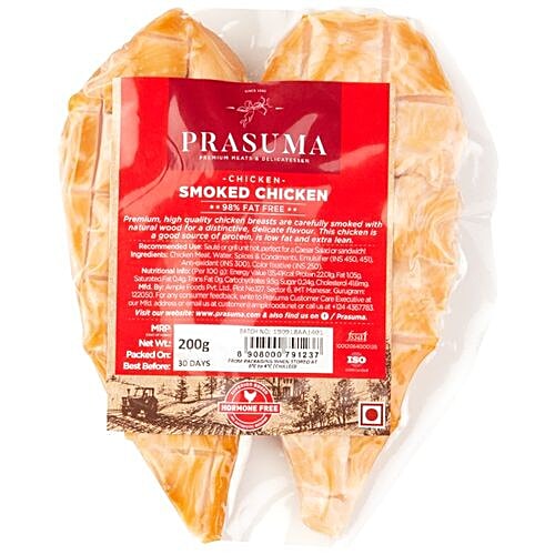 Prasuma Chicken - Smoked Breast, 200 g Vacuum Packed 98% Fat Free, Hormone Free