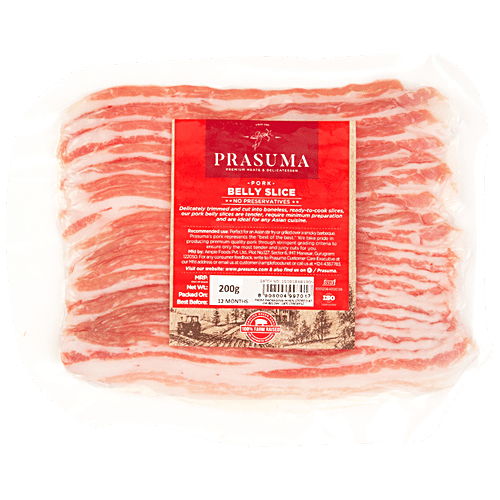 Prasuma Pork - Belly Slice, 200 g Vacuum Packed 