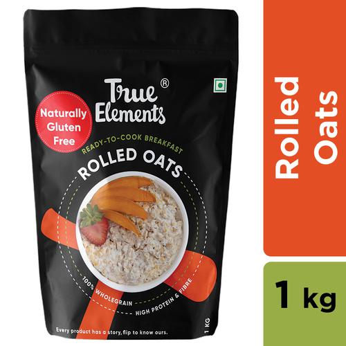 True Elements Rolled Oats - Gluten Free, High Protein & Fibre, 1 kg (Matt Pouch) 